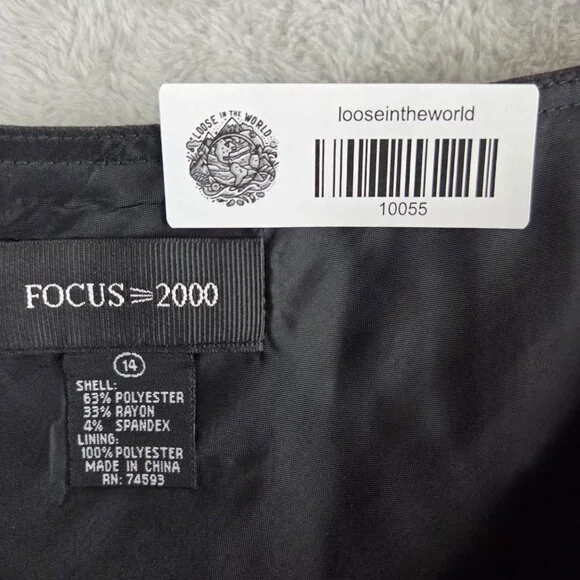Focus 2000 Black Gored Maxi Skirt Size 14 - Picture 3 of 7